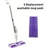 NONE Mop Spray per Pulizia Pavimenti con 5 Panni Lavabili, Serbatoio d'Acqua Ricaricabile, Design a Clip per Casa, Cucina e Pavimenti in Legno