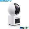 ARCCTV Telecamera di Sorveglianza WiFi ARCCTV 2K a Doppia Lente, Comunicazione Bidirezionale HD, Visione Notturna IR, Telecamera di Sicurezza Wireless 360° ° Visualizza il tracciamento automatico
