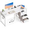 Coleshome Scrivania in tessuto con 3 cassetti , 2 prese USB Tavolo per computer , 120x48x75.5cm, Bianco