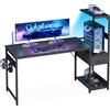 Coleshome Tavolo da Gaming Coleshome con Luci LED, Scrivania da Gaming 138×48Cm con Cassetti e Ripiano