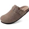 Kidmi Ciabatte da donna Kidmi con suola in sughero, alla moda, antiscivolo, in pelle scamosciata, con fibbia regolabile, comode, modello Potato Shoes, per casa