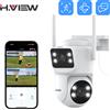 H.VIEW Telecamera IP PTZ H.VIEW 3MP+3MP a Doppia Lente, WiFi per Esterni, Rilevamento Umano AI, Audio, 1080P, Telecamera di Sicurezza Wireless CCTV