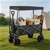 NONE Carrello Pieghevole da Spiaggia con Tettuccio Rimovibile, Capacità 150L, Portabevande e Ruote da 8 Pollici per Picnic e Shopping