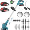 X-COTEC Tagliaerba Elettrico a Batteria 21V, Decespugliatore e Bordatore per Prato, Pieghevole con 4 Tipi di Lame per Giardino e Cortile