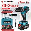 ONEVAN Trapano elettrico brushless ONEVAN 1500W, avvitatore a batteria, martello perforatore per lavorazione del legno, utensile elettrico compatibile con batteria Makita 18V.