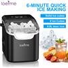 LOEFME Macchina per il Ghiaccio da Tavolo 12kg/24h, Portatile, Produzione Rapida in 6 Minuti, 8 Cubetti, Autopulente con Paletta per Casa, Campeggio, Feste
