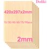 Dofiki 15/30/45/60/75/90 pz. Complesso di compensato di tiglio A3 compatibile con laser per incisione laser, modellismo 420x297x2mm