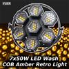 Yuer Luce retrò a LED RGB COB 7x50W con flash DMX512, attrezzatura per DJ, luci lampeggianti per feste, discoteca, effetti luce per palcoscenico.