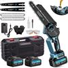 Rinoxar Mini Motosega da 8 pollici con batteria, 8000mAh 1200W Motosega a batteria, Per potatura alberi, artigianato e progetti fai-da-te