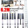 NONE Scala Telescopica 6,2M con Ganci, Scala Pieghevole in Alluminio 20,3FT, Scala Estensibile, Scala per Soffitta