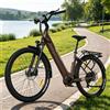 Ttgo Bici Elettrica da Città con Attacco Manubrio Regolabile e Doppia Sospensione, Telaio in Alluminio 6061 da 27.5'', Motore Posteriore da 250W, Carico Massimo 125KG, Freno Idraulico, 7 Velocità, Display