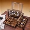 NONE Scatola per orologi con coperchio in vetro, scatola portaoggetti in legno con rivestimento in velluto, adatta per la casa e per i viaggi.