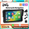 Podofo Schermo Smart da 5'' per Moto con Carplay e Android Auto, Impermeabile IP68, Bluetooth, Regolazione Luminosità, Monitor per Moto