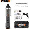 Worx Set Cacciavite Elettrico Mini Worx WX242 4V, Cacciavite Elettrico Intelligente Senza Fili con Impugnatura USB e Batteria, 30 Punte