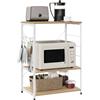 WOLTU Mobiletto da cucina con ripiani, porta microonde da terra con 3 ripiani, organizer per accessori da cucina per soggiorno