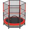 NONE Trampolino per bambini da esterno Ø140 cm, rete di sicurezza rialzata migliorata con porta con cerniera, mini trampolino per bambini, regalo di compleanno e Natale per ragazzi e ragazze, attrezzatura