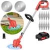 NONE Tagliaerba Elettrico a Batteria, Decespugliatore Rosso, 10 Lame Metalliche, 2 Dischi a Sega, Attrezzi da Giardino, Tagliasiepi Telescopico Leggero per la Pulizia di Giardini, Erbacce, Alberi e Fiori