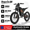 Bopzin Bicicletta elettrica Bopzin Q8 3000W, batteria grande da 60 V 35 Ah, velocità massima di 75 km/h, pneumatici larghi da 25 pollici, autonomia fino a 110 km, mountain bike elettrica adatta per adulti