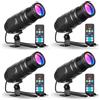 Yiflamefly 1/2/4 Pezzi Mini Fari Pinspot da Palco 20W RGBW LED con Messa a Fuoco Manuale, Luci per Feste, DJ, Discoteche, Bar, KTV, Nightclub
