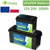 SJY Nuova Batteria al Litio LiFePO4 12V 24V 100Ah per Barche, Camper, Sistemi Solari Domestici, Batteria di Trazione con BMS Integrato da 100A