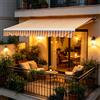 NONE Telo di Ricambio per Tenda da Sole 3x2,5m Giallo Girasole/Bianco UV in Poliestere per Patio Giardino Terrazza