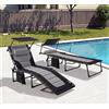 NONE Lettini Prendisole Pieghevoli con Parasole, Tasca Laterale, Poggiatesta Rimovibile, Reclinabile Regolabile, per Piscina, Giardino, Campeggio