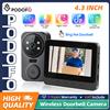 Podofo Videocitofono Wireless con Schermo IPS da 4.3", Visione Notturna, Comunicazione Bidirezionale, Telecamera per Porta con Portata di Trasmissione 1-150M, Monitor di Sicurezza Video per Garage e