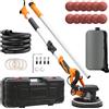 Levigatrice per cartongesso 1250W, per pareti e soffitti, 5 velocità 500-1800 giri/min, manico telescopico, illuminazione LED, sacchetto raccoglipolvere integrato