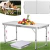 NONE Tavolo pieghevole in alluminio regolabile in altezza 120x60cm leggero resistente 3 livelli altezza rivestimento polvere maniglia trasporto per giardino picnic barbecue matrimoni attivita esterne