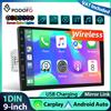Podofo Lettore Multimediale Universale d-play 1Din 9'' Autoradio con Carplay Wireless, Android Auto, Bluetooth, FM, Mirror Link, Lettore MP5