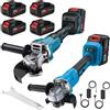 DWiusty Set Smerigliatrice Angolare Brushless a 2 Funzioni 21V 125MM - Utensile Elettrico a Batteria per Officina Domestica, Lavorazione del Legno e Finitura