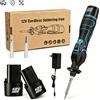 Seeiswork Saldatore Elettrico 12V con Temperatura Regolabile, Stazione di Saldatura Digitale Portatile a Riscaldamento Rapido con 2 Batterie