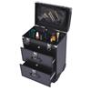 NONE Valigia Trucco Professionale con Ruote a 3 Strati in Lega di Alluminio per Cosmetici, Nail Art, Salone di Bellezza - Trolley Portatile da Viaggio con Chiusura di Sicurezza