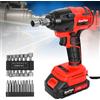 NONE Avvitatore a impulsi a batteria 21V Brushless da 1/2 pollice 320N.m ad alta coppia, con batteria e caricabatterie, 10 punte per pneumatici auto