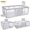 PANGDUBE Grande casetta da gioco per bambini, recinzione di sicurezza per neonati, centro attività per bambini da interno, parco giochi domestico con porta da calcio e canestro da basket, tubi più