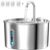 Weomg Fontanella per Cani da 2,2L in Acciaio Inox, Abbeveratoio Automatico per Animali con Filtro, Silenzioso, per Interni