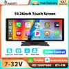 podofo Monitor per Auto Podofo 10.26'' con Carplay, Android Auto, Schermo Intelligente, AirPlay, Mirror Cast, Controllo Vocale BT, FM, Superlink