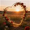 ELOOLE Arco Metallico Dorato 2mx2m, Supporto Versatile a Forma di Cuore per Decorazioni da Giardino, Matrimoni e Feste di Compleanno