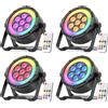 Yiflamefly 4 Pezzi Luci Par a LED 7-RGBW con Striscia Anulare RGB 48-SMD, Luci Sceniche DMX, Luci Strobo DJ per Nightclub, Feste, Bar, KTV