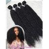 FIUMER Extensioni di capelli umani brasiliani ricci Jerry, ondulati, a onda profonda, a onda d'acqua, effetto bagnato e ondulato, colore nero naturale