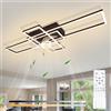 cliheet Ventilatore da soffitto a 3 pale con cornice rettangolare, lampada LED moderna nera con telecomando per camera da letto e cucina