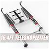 NONE Scala Telescopica 5m con Ganci Staccabili, Scala Multiuso in Acciaio Inox, Scala Estensibile in Acciaio Inox, Scala Compatta, Scala Pieghevole Portatile, 14 Gradini, Capacità di Carico 150 kg, EN131