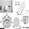 NONE Sedile WC Robusto Bianco con Chiusura Ammortizzata, Cerniere a Sgancio Rapido, Forma a D, Coperchio WC a Tenuta Stagna, Nuovo
