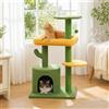 PAWZ Road Albero per Gatti a Forma di Cactus con Tiragraffi, Cuccia Accogliente, Ampia Piattaforma Imbottita, Postazione Superiore a Fiore, Torre per Gatti a Più Livelli per Gatti da Interno