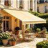 NONE Telo di ricambio per tenda da sole giallo girasole/bianco 3×2,5 m, in poliestere anti-UV, per patio e giardino (telaio non incluso)