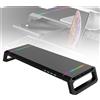 Supporto per Monitor da Gaming RGB con Porte USB 2.0/3.0, Organizzatore da Scrivania per PC e Laptop con Cassetto Portaoggetti e Supporto per Telefono e Tablet