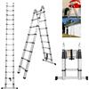 Scala Telescopica in Alluminio 3.8M/5M, Scala Pieghevole Multiuso a Forma di A, Robusta e Antiscivolo, Capacità di Carico 150kg