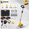 CONENTOOL Tagliaerba Elettrico a Batteria 21V 650W con 2 Batterie, Lame in Metallo, Decespugliatore per Giardino