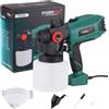 POSENPRO Pistola a Spruzzo per Vernice POSENPRO 450W con Serbatoio Grande da 1000ml, Ugello Regolabile e Manometro, Compatibile con Vernici a Base di Lattice, Olio e Acqua