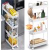NONE Carrello portaoggetti a 4 livelli con ruote, carrello portaoggetti sottile estraibile, carrello multiuso mobile, scaffalatura mobile, carrello organizer, porta trucchi per cucina, bagno, lavanderia,